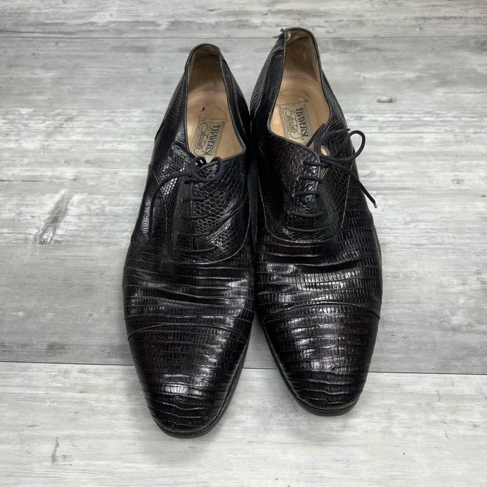 Traversi of Fratelli Dark Brown Lizard Skin Oxfords 9.5 D - Picture 2 of 11